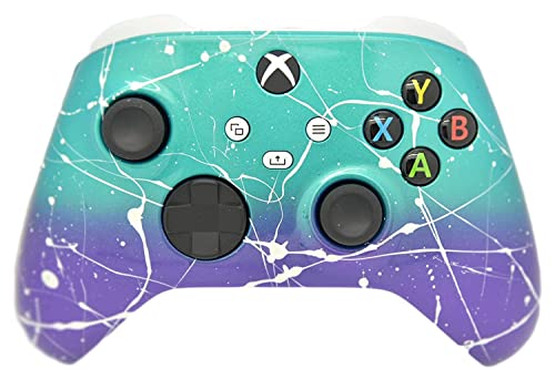 Image of Hand Airbrushed Fade Custom Controller Compatible with Series X /S & One (Series X /S Purple & Teal White Drip)