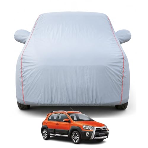 Image of Premium Car Cover for Toyota Etios Cross Model |100% Waterproof, UV & Dust Protection, Full Body Cover | Mirror & Antenna Pocket | Triple Stitched, Soft Inner Lining, Belt & Buckle (Dark Grey)