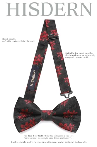 Image of HISDERN Bow Ties for Men Pretied Bow Tie Set Paisley Classic Bowties and Pocket Square Cufflinks Set for Wedding Party
