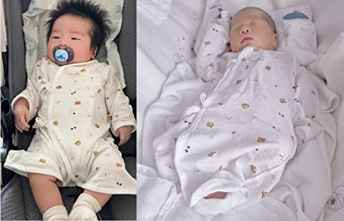 100-Organic-Cotton-Korean-Kimono-Newborn-Baby-Summer-Thin-Relaxed-Outfit-LongSleeve-Breathable-Romper-0-6M-With-Mitten-Cuffs