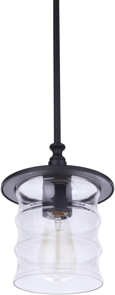 Craftmade ZA3611-MN Canon Outdoor Clear Glass Pendant, 1-Light 60 Watt, 10"H x 8"W, Midnight