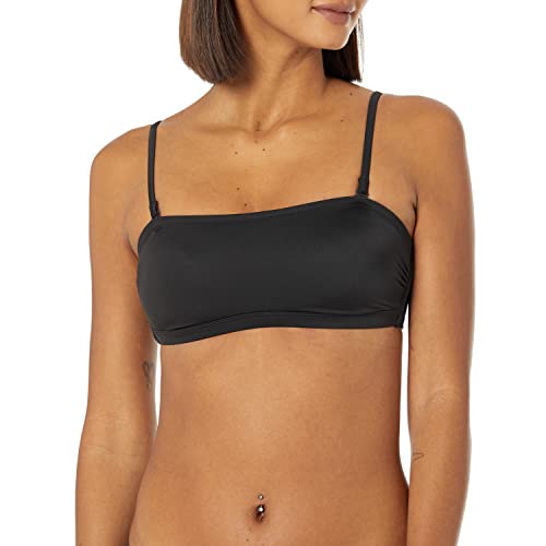 Amazon Essentials Parte Superior de Bikini Tipo Palabra de Honor Mujer, Negro Efecto Lavado, 40