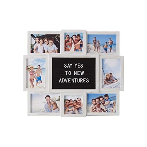 MELANNCO Customizable Letterboard 8-Opening Photo Collage, 19 x 17 inch, Distressed White Cover