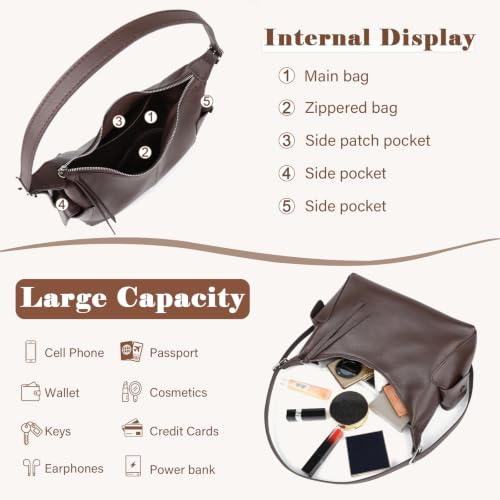 Bolso Hobo de Cuero para Mujer con Correa Ajustable miniatura 4