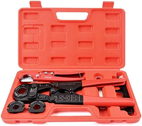 iCrimp Pex Pipe Crimping Tool kit for 3/8,1/2,3/4,1-inch Copper Ring with Free Gauge&Pex Pipe Cutter -Meet ASTM F1807 and Portable