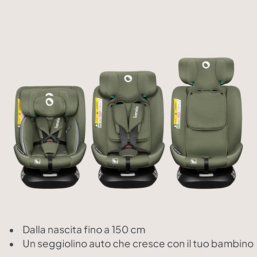 Lionelo Bastiaan I-Size Seggiolino Auto Evolutivo 4-In-1 Per Bambini 0-12 Anni (40-150 Cm) Isofix E L'ultima Norma R129 Opzione Rivolto All'indietro, 21 Regolazioni, Girevole 360° Protezione Laterale - 3