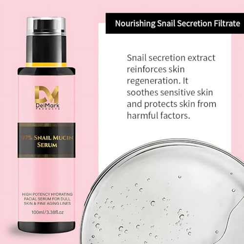 Snail Mucin Serum 100ML, 97% Snail Secretion Filtrate with Hyaluronic Acid, Power Repairing Essence, Dark Spot Remover, Korean Skincare, Hydrating Serum for Face, Eye, and Neck - Image 5