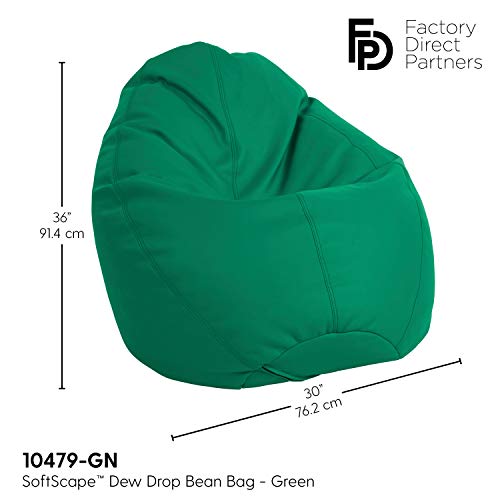 Factory Direct Partners 10479-Gn Softscape Dew Drop Bean Bag Chair With Supportive High-Back Design - Green #TOP1