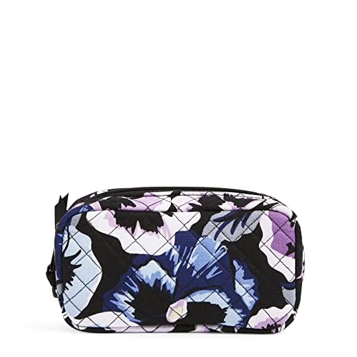 Vera Bradley womens Cotton Zip-around Essential Oil Case Travel Accessory, Plum Pansies - Recycled Cotton, One Size US