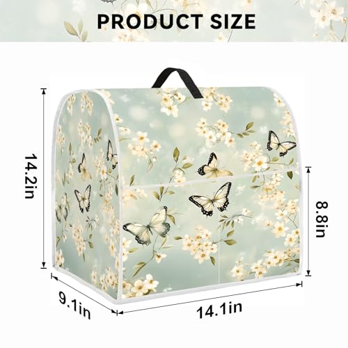 Image of Kitchen Dust Cover Compatible with 4.5 5 6 8 quart Stand Mixer, Kitchen Appliance Protective Covers with Top Handle and Pocket (Butterfly, For 4.5 qt and All 5 qt Mixer)