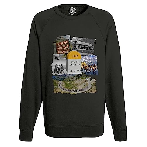Tour Montagne sweatshirt homme noir col du Galibier pull confortable pour passionné de dénivelé