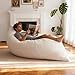 NALONE Puff Salon con Relleno Incluido de Lujo XXXL, 4-en-1 Sofa Puf Gigante Sillón De Bean Bag De 195 cm, Piso con Cubierta De Franela Y Lavable para Dormitorio Y Salón (Blanco)
