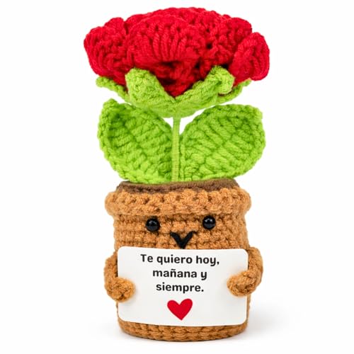 Rosa Eterna de Ganchillo   Regalo Aniversario para Pareja, Novia o Mujer | Detalle Original de San Valentín, Sant Jordi o Cumpleaños para Enamorados | Regalos Románticos para decir “Te quiero”