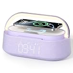 FREEFISH Bluetooth Speaker with Wireless Charger, FM Radio, Adjustable LED Night Light, 15W Wireless Charging for iPhone, 10W Dual Speakers, 2500 mAh Battery, Bluetooth 5.0