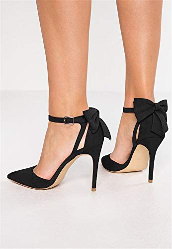 Image of Fashare Womens High Heels Bow Tie Back Sexy Stiletto Ankle Strap Wedding Dress Pumps Shoes