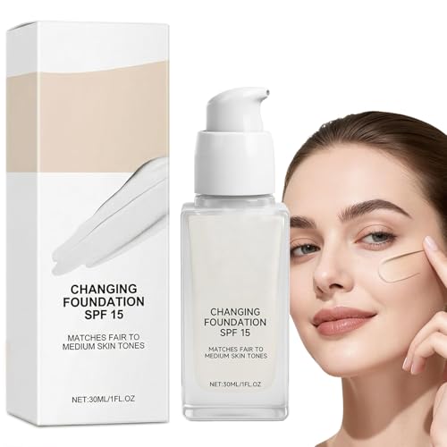 Color Changing Foundation for Mature Skin, Concealer Cover Cream, 2-in-1 Hydrating and Lightweight...