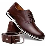Sapato Social Masculino Oxford com Cadarço e Cinto (Marrom, BR, Adulto, Numérico, 43)