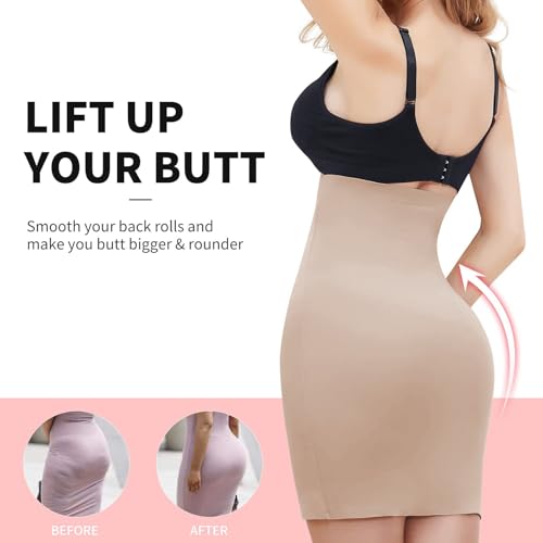 Image of JOYSHAPER Shapewear Dress Slip for Under Dresses Half Slip Tummy Control Slimming Silky Slip Body Shaper