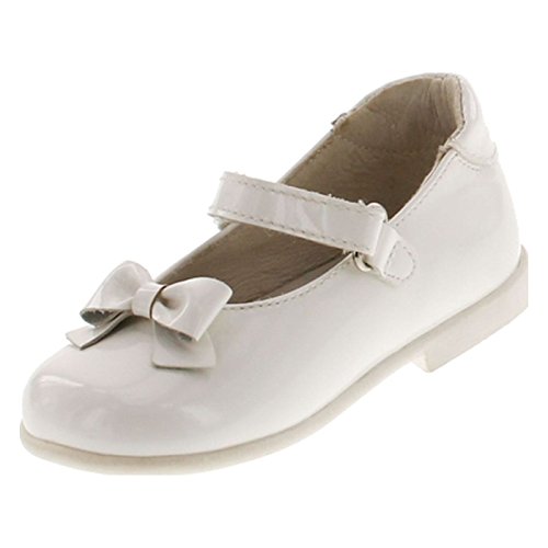 Girls 2711 European Leather Dress Flats Shoes,White Patent,212