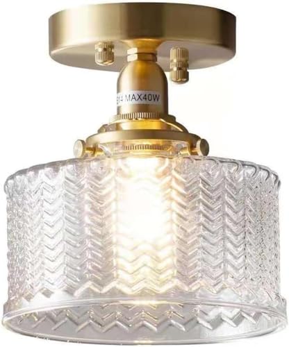 Gold Glass Brass Semi-Flush Ceiling Light Fixture