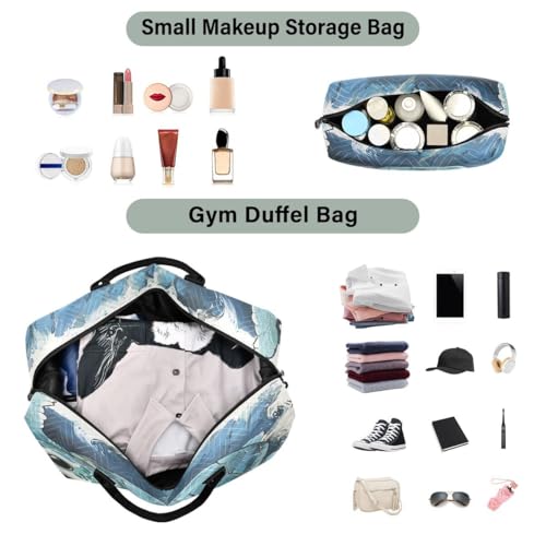 Cartoon Sea Turtle White Travel Duffle Bag Gym Bag Weekender Bags with Toiletry Bag Travel Trip Tote Bag4