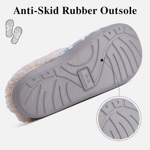 Image of Evshine Warm Knit House Slippers for Women Comfy Wool-Like Lined Chenille Slippers with Memory Foam and Indoor Outdoor Soles