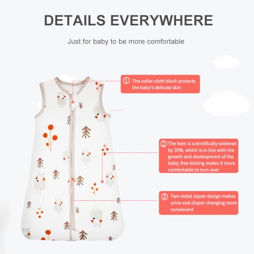 Image of HOUSABY Baby Wearable Blanket,Summer Cotton Sleep Sacks 1 Pack Unisex Toddler Sleeping Bag Sack, 0.5 TOG with 2-Way Zipper