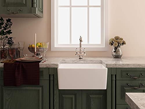 Eridanus 24 Inch White Ceramic Kitchen Sink, Rectangular Single Bowl, Flush Mount kitchen Sink, Apron Kitchen Sink, 24 x 16 x 8 inch - Thumbnail 3