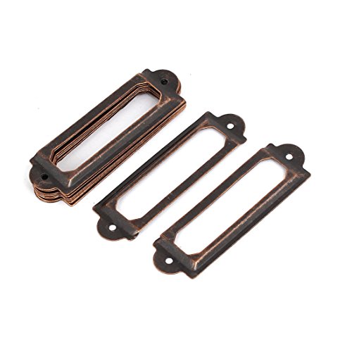 Aexit Office File Home Hardware Drawer Tag Label Holders Frames Copper Tone 60Mm X 17Mm 10Pcs Model:90As526Qo498 #TOP4