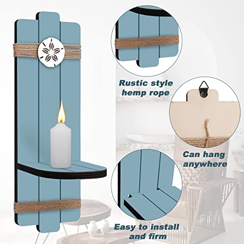 Sand Dollar Wall Candle Sconces Set Of 2, Ocean Themed Wood Wall-Mount Candleholders Decor For Bathroom, Living Room, Dining Room And Office Decoration #TOP5