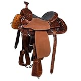 AD Saddlery Wade Tree A Fork Roping Ranch Work Leather Premium Western Horse Saddles for Horses Handmade Equestrian Trail Horse Saddle Tack Size: 10