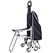 Carrito Compras Carrito Compras con Asiento Carro De La Compra De Comestibles, Carro De La Compra Ligero, Carro Pequeño Portátil para Uso Doméstico, Puede Soportar 40 Kg