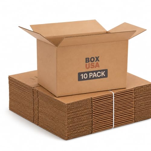 BOX USA Moving Boxes Holds 65lbs, 22"L x 17"W x 12"H (10-Pack) Large - Corrugated Cardboard Box for Shipping, Mailing, Packing, Packaging and Storage