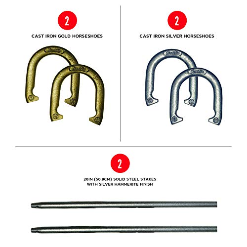 Image of Franklin Sports Horseshoes Sets - Game Sets for Adults + Kids - Includes (4) Horseshoes and (2) Ground Stakes