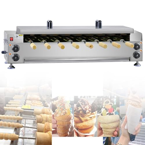 MLYYYDSS Electric Chimney Cake Maker Commercial Electric Chimney Cake Oven with 8 Pcs Roller, Hungarian Cake Pop Roller Machine, Ice Cream Cone Grill Maker