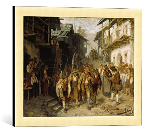 kunst für alle Bild mit Bilder-Rahmen: Franz von Defregger Skizze Das letzte Aufgebot - dekorativer Kunstdruck, hochwertig gerahmt, 55x40 cm, Gold gebürstet kunst für alle Bild mit Bilder-Rahmen: Franz von Defregger Skizze Das letzte Aufgebot - dekorativer Kunstdruck, hochwertig gerahmt, 55x40 cm, Gold gebürstet
