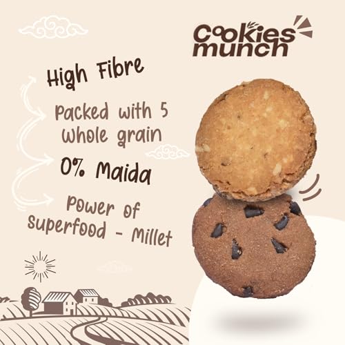 Cookies Munch Millet Chocolate Cookies | Healthy Multigrain Cookies with Rich Chocolate | High Fiber, Wholesome Snack, No Maida, No Preservatives – 100g