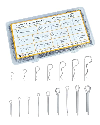 260 Pcs Cotter Pin Assortment Kit, 304 Stainless Steel Hardware Pins