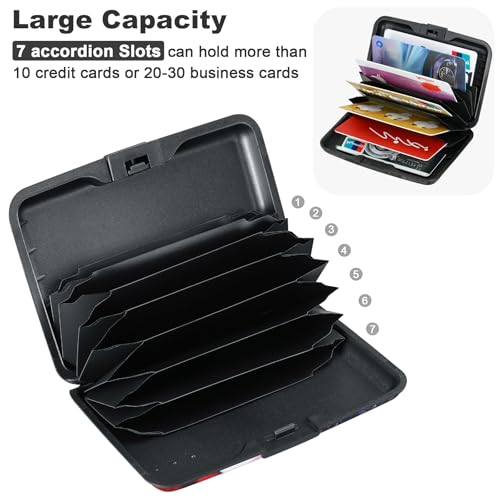 Image of ELFISH Mini RFID Aluminum Wallet Credit Cards Holder Business Card Case Metal ID Case for Men Women(Flag2