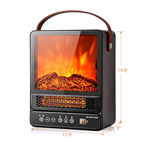 Tangkula 14.5" Mini Portable Electric Fireplace, 750W/1500W Tabletop Stove Heater With 3D Flame & Remote Control, Electric Fireplace Heater With Overheat Protection,12H Timer (Walnut) #TOP3