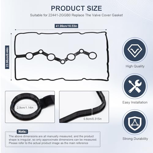 Image of Engine Valve Cover Gasket Set 22441-2GGB0 VS50892 for Hyundai Sonata Santa Fe 2015-2020 2.0L 2.4L Valve Cover Gasket 22441-2GGB0