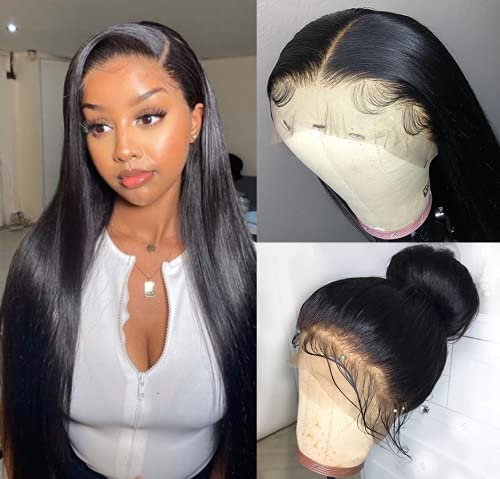 Swetcurly Lace Front Wigs Glueless Straight Synthetic Wigs Heat Resistant Long Straight Wigs Natural Hairline With Baby Hair For Black Women (24 Inch) #TOP4