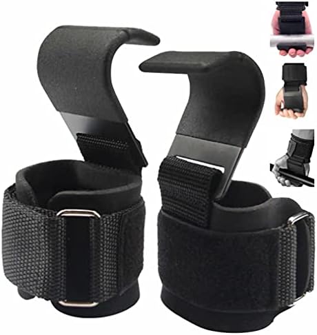 LUMAZU Weightlifting Hooks Grips Heavy Duty Wrist Wraps Coating Hooks Workout Wrist Support Neoprene Padded Lifting Straps with Hook Gym Weightlifting Gloves Exercise Fitness & Dead lifting