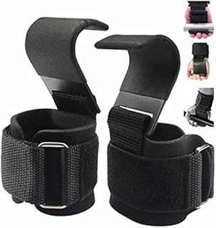 LUMAZU Weightlifting Hooks Grips Heavy Duty Wrist Wraps Coating Hooks Workout Wrist Support Neoprene Padded Lifting Straps with Hook Gym Weightlifting Gloves Exercise Fitness & Dead lifting