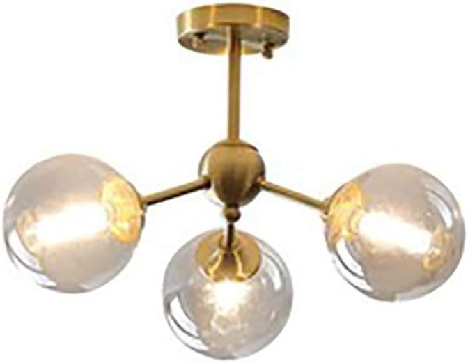 Copper Chandelier Led 5-Lights Brushed Brass Ceiling Light Modern Pendant Light with Brown Clear Glass Shade for Studio Living Room Bedroom, Copper, 33X32Cm(13X13Inch) Interesting
