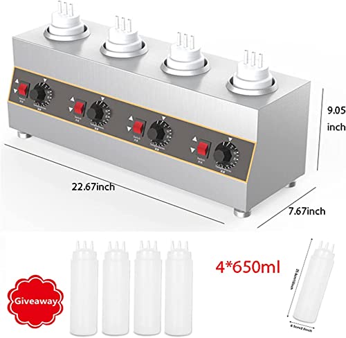 Ansnal Commercial Sauce Heating Machine,Electric Food Sauce Warmer Heater Jam Heat Preservation Machine Chocolate Electric Water Heater Stainless Steel,4 Grids #TOP3