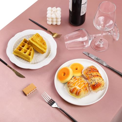 Image of TURSTIN 1 Pack Rose Gold Satin Tablecloth 102 x 58 Inch Overlay Satin Table Cover Rectangle Bright Silk Tablecloth Smooth Fabric Table Decoration for Wedding Banquet Party Events