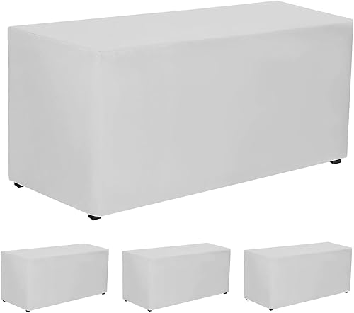 Miniatura 103 de PLOYMONO Paquete de 4 manteles ajustables color negro, fundas de mesa hasta el suelo para mesas rectangulares de 6 pies (72 x 30 pulgadas), mantel