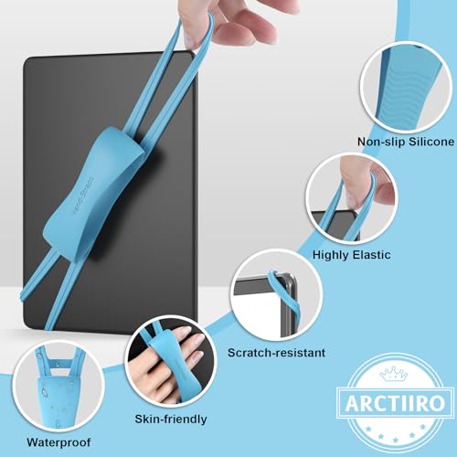 Image of 2 Pack Comfortable Hand Strap for Kindle and Tablets, Kindle Accessories for Reading in Bed, Secure and Lightweight Grip Holder for 4.7-8 inch Tablet /Paperwhite /Kobo /Oasis /E-Book /Phone (Blue)