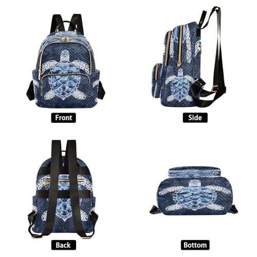Image of ALAZA Blue White Turtle Flower Women Backpack Purse Ladies Fashion Shoulder Bag Daypack Travel Bag 10L